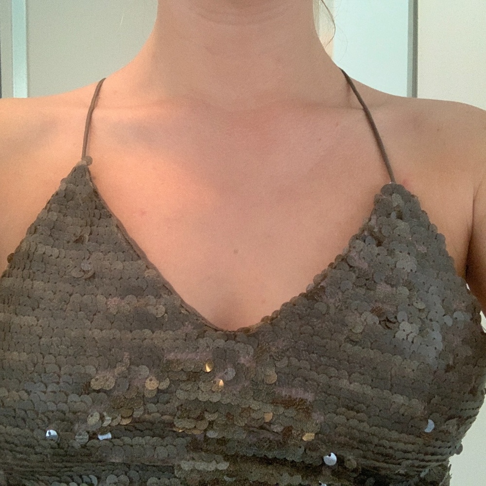 Brown Sequin Mini Dress - Picture 2 of 5